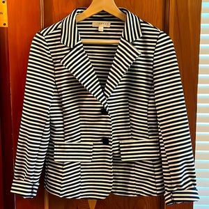 Kenar two button blazer - navy/cream stripes